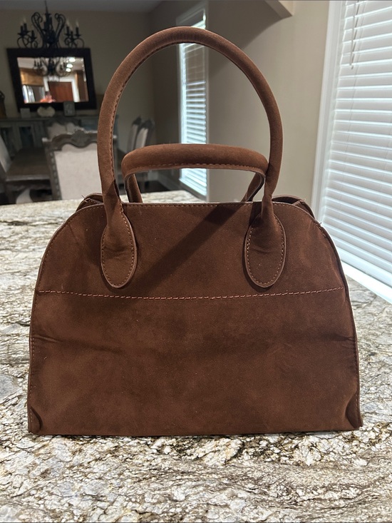 Handbags - Brown Suede Top-Handle Satchel. Beautiful